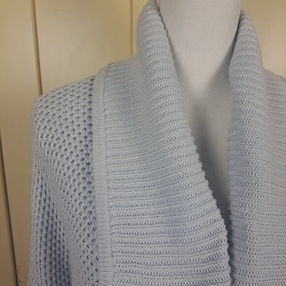 HAVEN Well Within Shawl Collar Ice Blue Open Front Cotton Cardigan Sz L - Picture 4 of 10